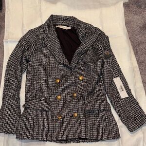 bishop + young Black and White Tweed Blazer